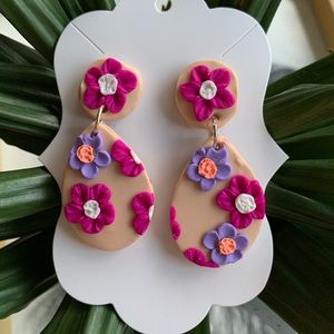Hand Sculpted Polymer Clay Statement Earrings